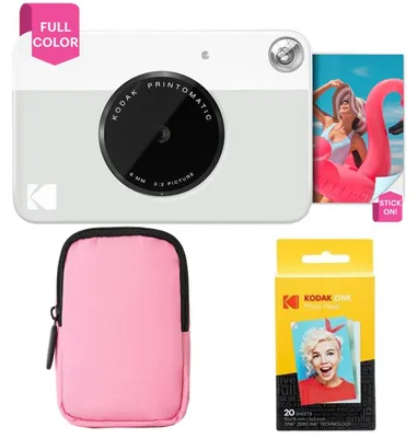 Image de Kit de démarrage pour l'appareil photo instantané couleur KODAK Printomatic + étui de protection souple + papier photo Zink