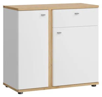 Produktbild von Sideboard Kommode Avila 94x42x87cm Eiche Artisan weiß Hochglanz