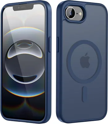 Image de Coque pour iPhone 16e, Protection Antichoc Anti-Rayures avec Anneau Magnétique - Bleu Marine