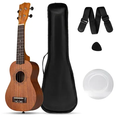 Immagine prodotto di Set di ukulele in mogano da 21 pollici con borsa e accessori