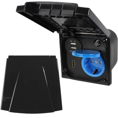 Obrázek produktu pro Multifunkční venkovní zásuvka pro obytný vůz karavan 220V 230V satelitní anténa USB HDMI černá