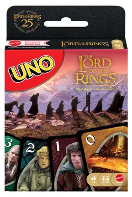 Produktbild von Mattel Games UNO Der Herr der Ringe Kartenspiel für Kinder, Erwachsene und Spieleabende in der Familie, inspiriert von den Filmen, Kartenspiel, Abwurf, 7 Jahr(e), Familienspiel