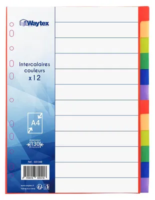 Image de WAYTEX 931348 : Registre A4, 12 touches, neutre, en polypropylène, couleurs vives