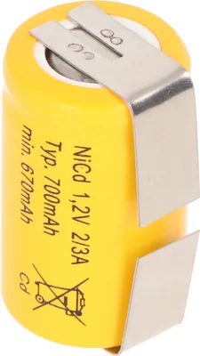 Zdjęcie produktu dla Zamiennik akumulatora KR-600AE 2/3 A Cadnica NICD z wypustkami lutowniczymi w kształcie litery U (nieoryginalny akumulator Sanyo)