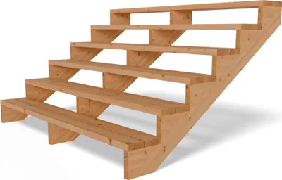 Produktbild von Terrassentreppe aus Lärche Treppe Stufen Wangentreppe Breite Größe: 6-stufig Breite: 190 cm