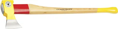 A product shot of an axe against a white background.