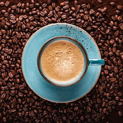 Produktbild von ARTUNIVERSE Glasbilder Blaue Kaffeetasse 60 x 60 cm