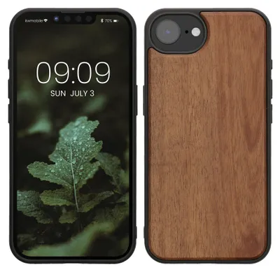 Produktbild von kwmobile Handyhülle für Apple iPhone 17e / iPhone 16e Hülle Holz - Case mit TPU Bumper - Stoßfestes Hardcase - Schutzhülle Cover in Vintage Braun