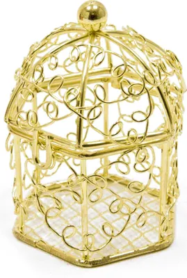 Produktbild von Mini Vogelkäfig Metall Gold Deko 5,5 x 4,5 cm - Einheitsgröße