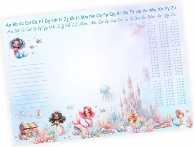 Produktbild von A3 Schreibtischunterlage Papier Meerjungfrau | Lernunterlage Unterwasser mit 1x1 | 50 Blatt