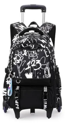 Produktbild von Schulrucksack mit Rollen für Mädchen und Jungen, Trolley Kinder Schultasche, 52x35x25cm