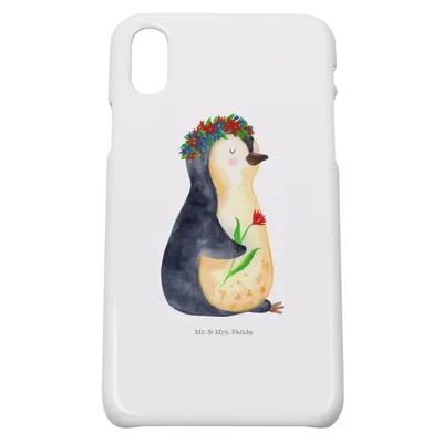 Produktbild von Mr. & Mrs. Panda Iphone 10 Handyhülle Pinguin Blumen - Weiß - Geschenk, Hülle, Blumenliebe, Motivation, Wünsche, Ziele, X, Wunderschön, Handy, Geschenkidee, Cover