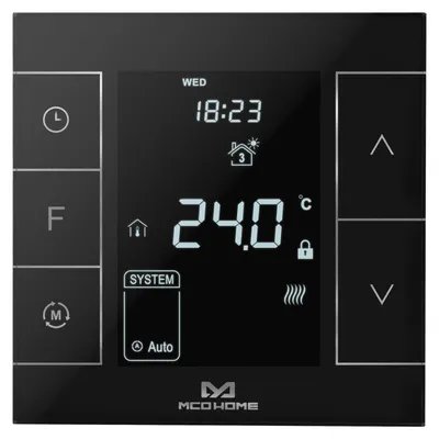 Obrázok produktu pre MCO Home Z-Wave izbový termostat pre podlahové vykurovanie Infračervené vykurovanie Z-Wave Smarthome kompatibilný čierna, Obrázok generovaný UI