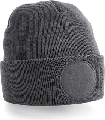 Produktbild von Beechfield B446 | Circular Patch Beanie - Farbe: Graphite Grey - Größe: One Size