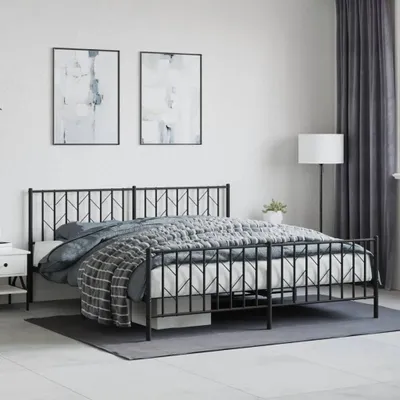 Produktbild von Bettgestell mit Kopf- und Fußteil Metall Schwarz 183x213 cm 374460