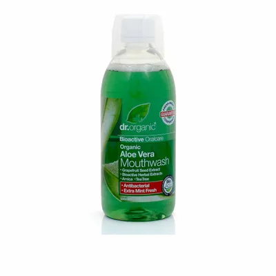 Imagen del producto de Dr. Organic Aloe Vera, 500 ml, botella, jugo de hoja de Aloe barbadensis, agua, sorbitol, polisorbato 20, glicerina, Cetraria islandica..., 1 unidad
