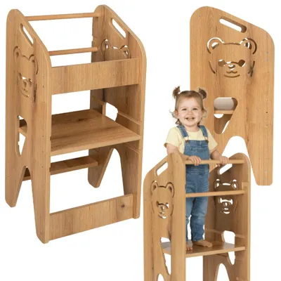 Zdjęcie produktu dla Pomocnik kuchenny VERK.design 80cm zabudowany kitchen helper podest stołek dla dzieci brązowy miś 2