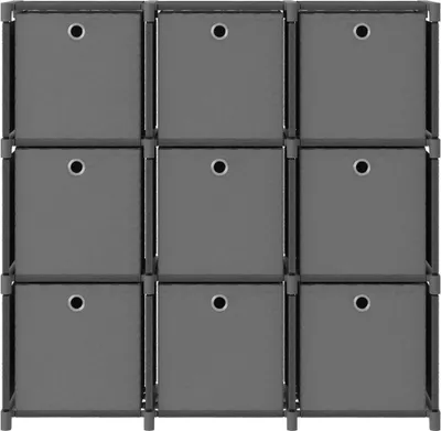Image de vidaXL Étagère cube avec 9 boîtes Gris 103x30x107,5 cm Tissu