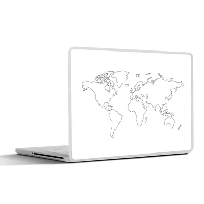 Produktbild von MuchoWow® Laptop Aufkleber Sticker Cover Weltkarte - Einfach - Schwarz - Weiß 32.5x23.5 cm - Sticker für Laptop - Selbstklebend