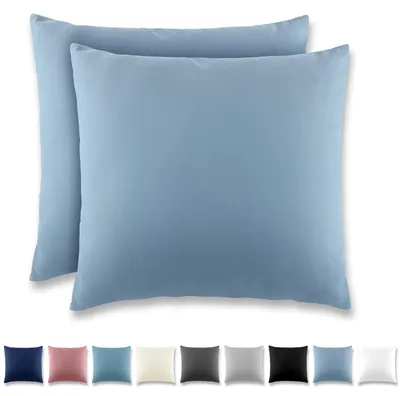 Produktbild von Kissenbezug 80 x 80 cm, 2er-Set, mit Reißverschluss – Kissenbezug aus gebürsteter Mikrofaser, waschbar bis 40 °C, graublau