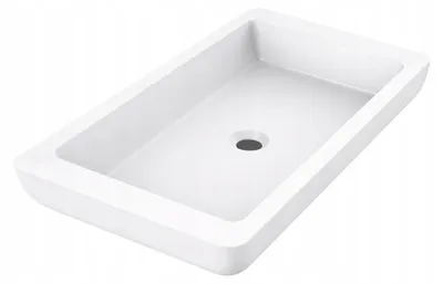 Zdjęcie produktu dla Umywalka Łazienkowa Nablatowa Biała Prostokątna Bigq 79 X 46 Cm Konglomerat
