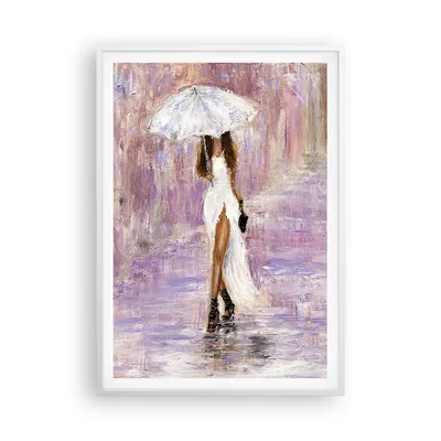 Produktbild von Gerahmtes Poster - Weißer Rahmen - Frau Regenschirm - 70x100 cm - Wand Bild - Wanddeko - Wandbilder - Kunstposter - Wandposter - Bilderrahmen - Bilder - Kunstdruck - Wandbild - P2WPA70x100-3822