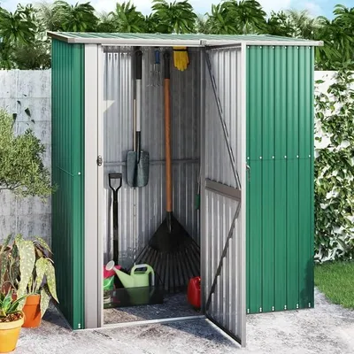 Produktbild von Fahrradschuppen, Fahrradgarage, Fahrrad Garage, Gerätehaus, Fahrrad Unterstand, Lagerschuppen, Geräteschrank, Grün 180,5x97x209,5 cm Verzinkter Stahl