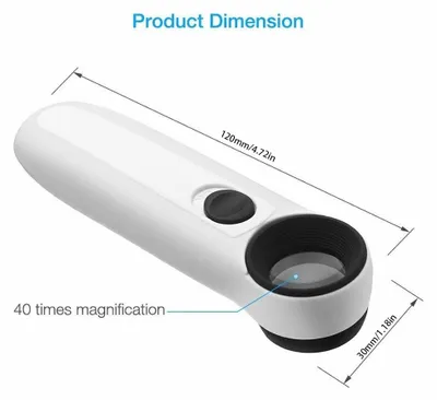 Image de loupe 40X avec 2 lampes LED pour inspecter les cartes géographiques, les timbres et les bijoux