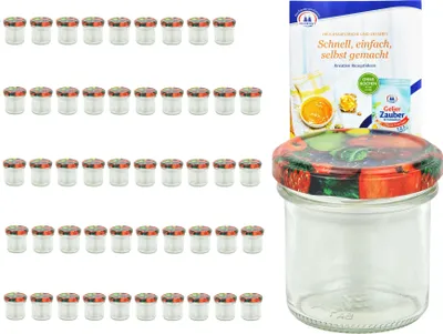 A set of small glass jars with lids and a recipe booklet.