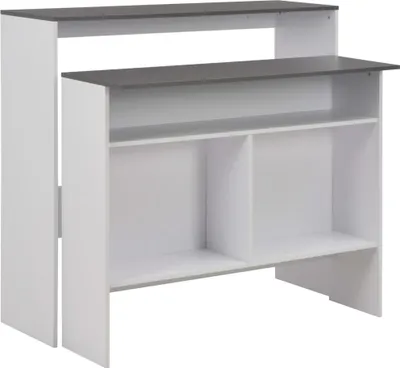 Produktbild von Bartisch mit 2 Tischplatten Weiß und Grau 130 x 40 x 120 cm