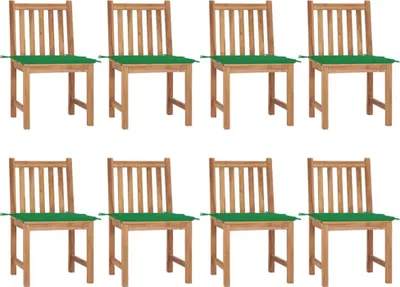 Produktbild von Gartenstühle 8 Stk. mit Kissen Massivholz Teak