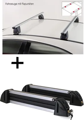 Produktbild von Skiträger Alu 4 Paar Ski + Dachträger VDP Delta kompatibel mit für Mercedes A (W169) (5 Türer) 2004-2012
