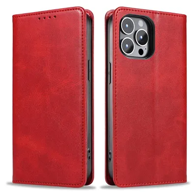 Produktbild von Handyhülle für Apple iPhone 16 Pro Kunstleder Flip Cover Hülle Klapphülle Case Kartenfach Farbe: Rot