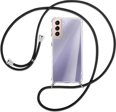Produktbild von Handykette Backcover-Schutzhülle mit Band (Metall silberfarben) für Samsung Galaxy S21 5G - schwarz