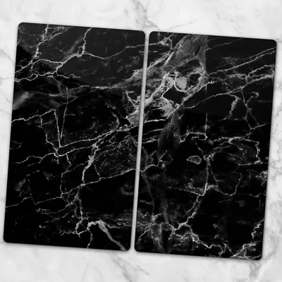 Produktbild von Glas-Herdabdeckplatten Glaskeramikkochfeld-Abdeckung Spritzschutz Glas 2x30x52 cm - Schwarzer Marmor