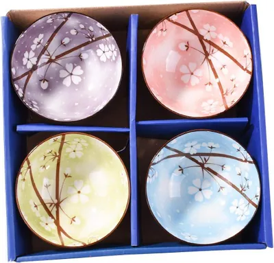 Produktbild von Reisschalen-Set von Purplishn House im japanischen Stil, 11,4 cm, 4 Stück