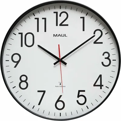 Produktbild von MAUL Wanduhr MAULclimb Ø 47.7 x 5.4 cm funkgesteuert Kunststoff 1 x AA (1.5 V) schwarz