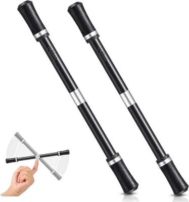 Produktbild von Rotierende Fingerdrehspeil für Stressabbau und Hirntraining - 2 Stück (schwarz und silber)