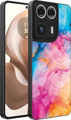 Productafbeelding van Geschikt voor:Motorola Edge 50 Ultra telefoonhoesje met regenboogacrylmotief - TPUAchterkant hoesje met regenboogacrylmarmermotief - Smartphonica