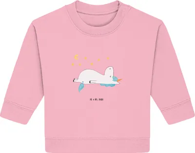 Produktbild von Mr. & Mrs. Panda Organic Baby Pullover Einhorn Sternenhimmel 6. - 12. Monat - Baumwolle Pink - Geschenk, Bullover, Unicorn, Verrückt, Einhörner, Sterne
