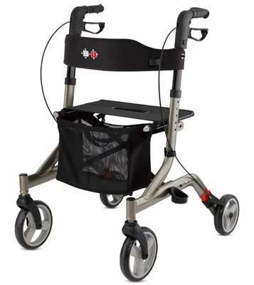 Produktbild von Rollator CAPERO m.Rückengurt,Stockhalter,Tasche,platin,