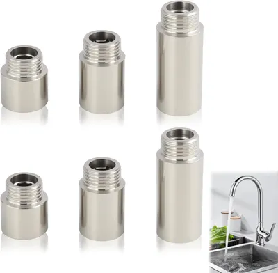 Productafbeelding van Kraanverlengingen 1-2 inch van roestvrij staal - Set van 6 - Verlengingen voor buitenkraan en G1-2 schroefdraadaansluiting voor kranen