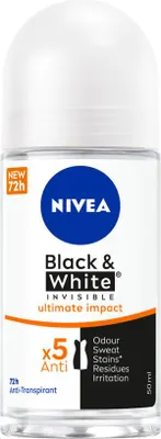 Produktbild von NIVEA - Deodorant Roller - Black & White Ultimate Impact - 72 Stunden Antitranspirant - 50 ml - 1 Stück
