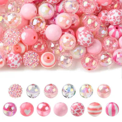 Produktbild von Set mit 100 rosafarbenen Acrylperlen für DIY-Projekte