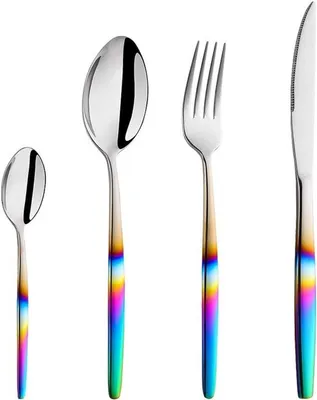 Stilvolle 4-teilige Besteckset aus Edelstahl, Hauptbild