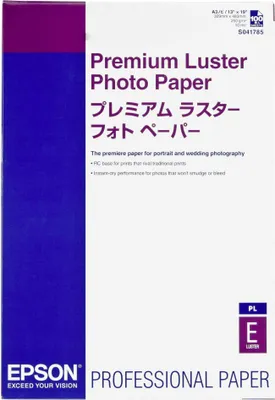 Immagine prodotto di Epson Premium Luster - Lucida - 10 mil - Super A3/B (330 x 483 mm) - 250 g/m² - 100 fogli carta fotografica