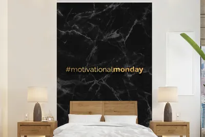 Produktbild von MuchoWow® Fototapete für Wohnzimmer oder Schlafzimmer Wandtapete Vinyl Motivtapete Zitat - Motivation - Gold - Marmor - 195x300 cm - Das Hintergrundbild