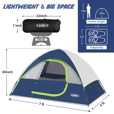 Obrázek produktu pro Stanovací stan pro 2 osoby, vodotěsný, kopulový design, rozměry 210 x 140 cm, vhodný pro outdoorové aktivity