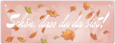 Produktbild von Schön, dass du da bist Metallschild L in 10,5x28cm mit Herbstblättern