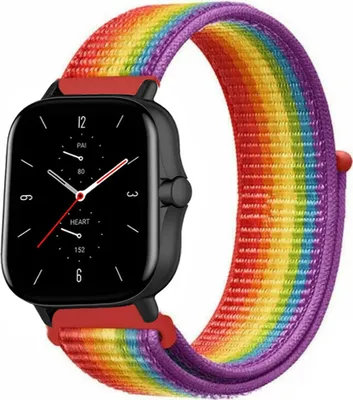 Produktbild von Strap-it Amazfit GTS 2 Nylonarmband (Regenbogen)